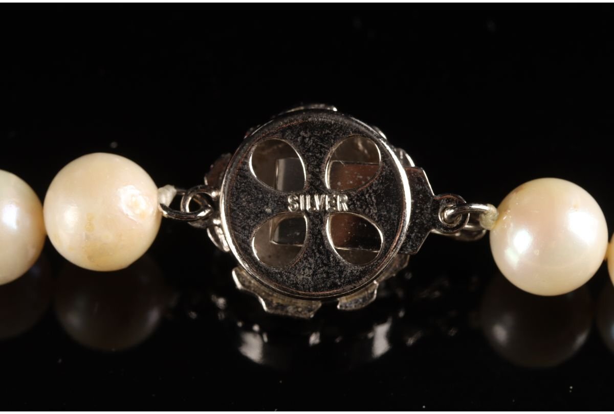 [URA]SILVER刻印有/パールネックレス・イヤリングセット/総重量約46g/Φ6.1mm～8.4mm/4-5-12 (検索)骨董/真珠/シルバー/真珠の画像7