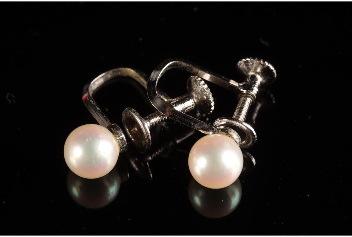 [URA]SILVER刻印有/パールネックレス・イヤリングセット/総重量約46g/Φ6.1mm～8.4mm/4-5-12 (検索)骨董/真珠/シルバー/真珠の画像8
