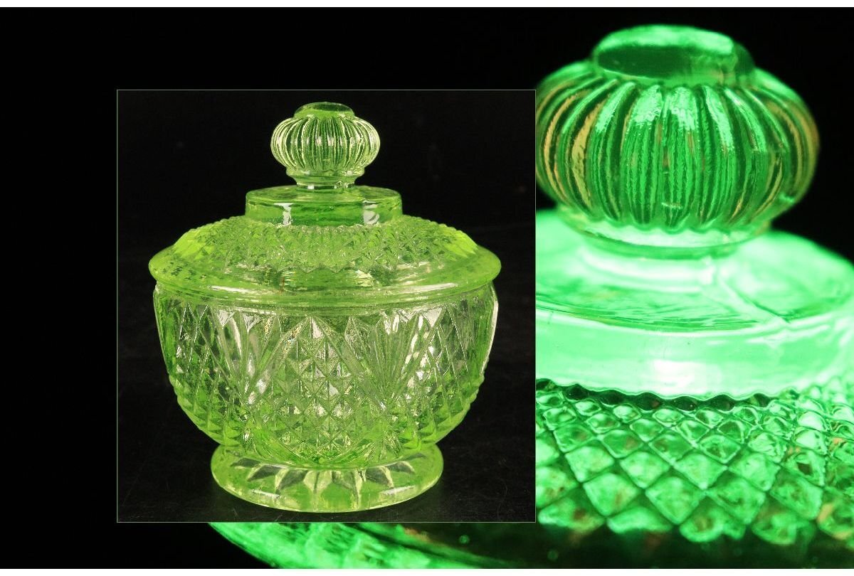 [URA]u Ran glass / glass case / height 7.5cm/ also box /10-5-80 ( search ) antique / glass / antique / retro / glass small articles / old tool 