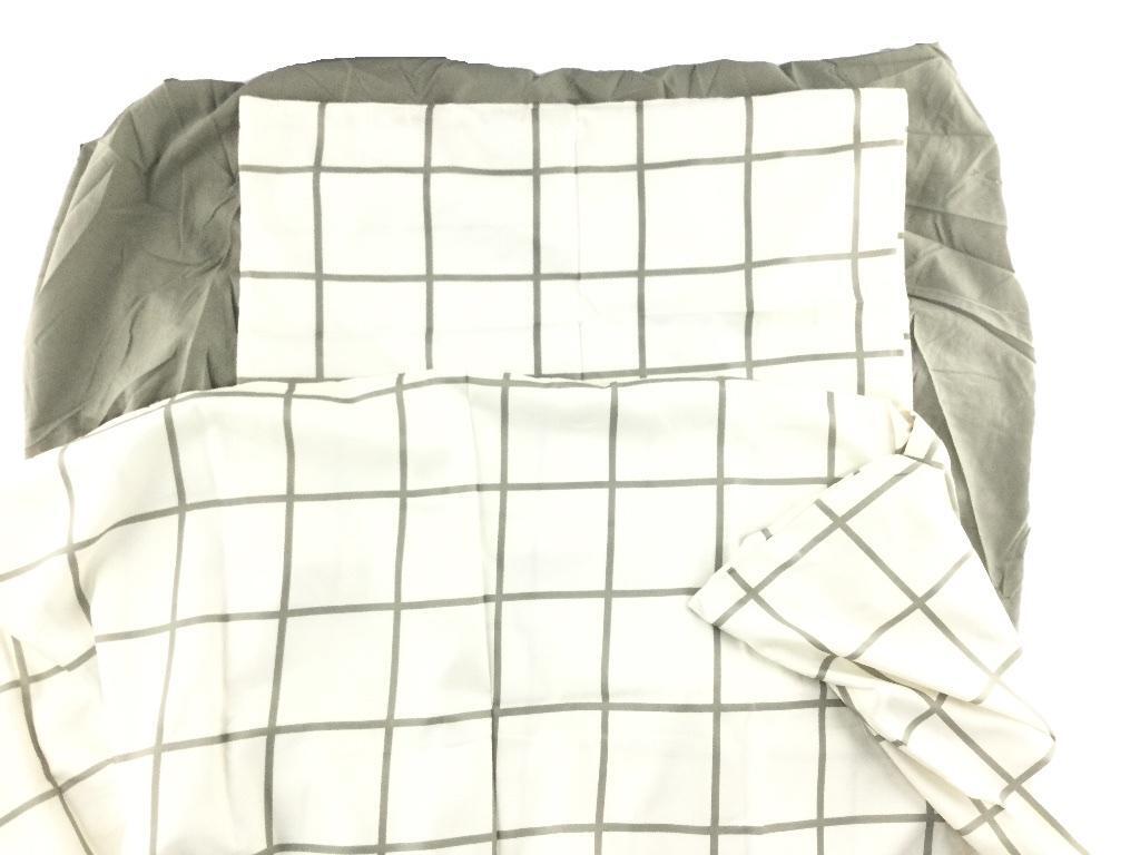 寝具カバー 3点セット 敷布団・マットレス兼用 シングル 幅150x210cm グラフチェック柄 ホワイト系_画像2