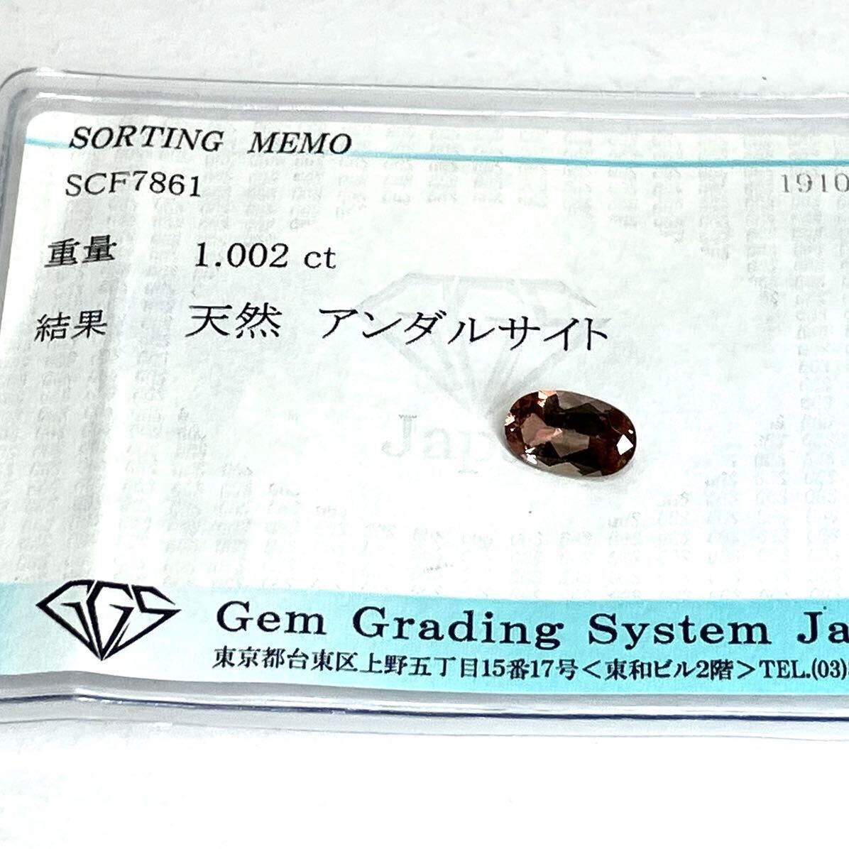 ☆天然アンダルサイト1.002ct☆M 約8.3×5.1mm ルース 裸石 宝石 ジュエリー jewelry andalusite_画像3