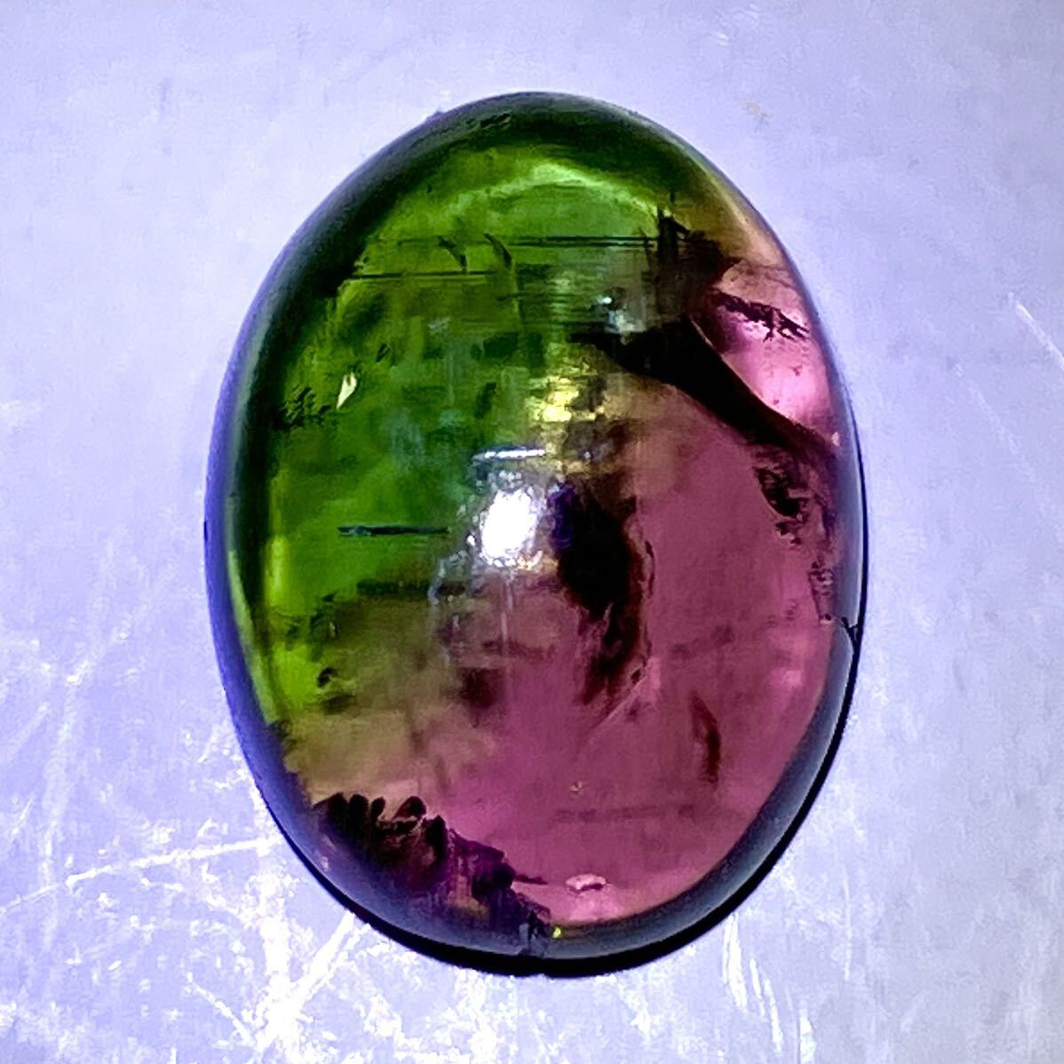 ☆天然パーティカラードトルマリンキャッツアイ2.818ct☆M約11.3×7.7mm ルース 裸石 宝石 ジュエリー jewelry tourmaline バイカラーテDG0_画像1