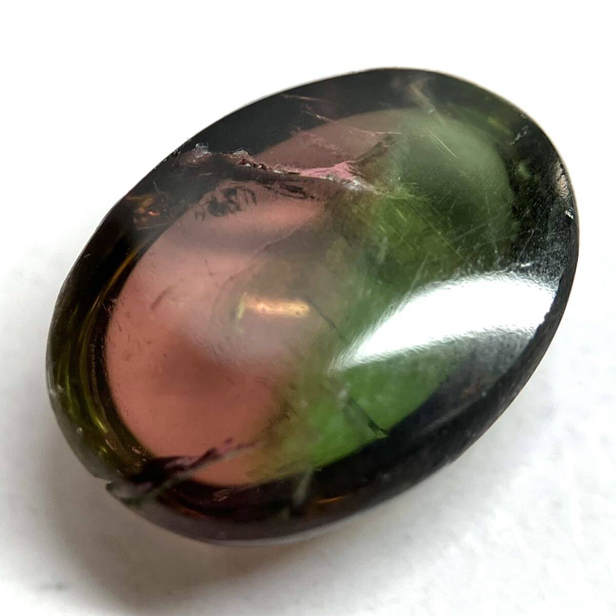 ☆天然パーティカラードトルマリンキャッツアイ2.818ct☆M約11.3×7.7mm ルース 裸石 宝石 ジュエリー jewelry tourmaline バイカラーテDG0_画像3