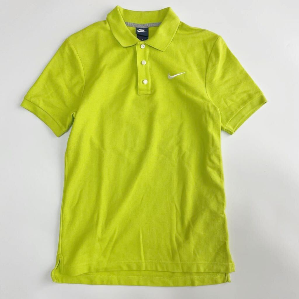 良品　NIKE ナイキ　刺繍ロゴ　半袖　ポロシャツ　黄色　イエロー　スポーツ　ウェア　メンズ　レディース　Ｍサイズ　綿100%