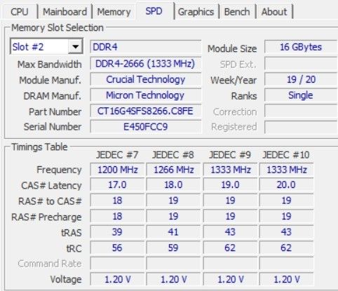 Crucial PC4-21300 DDR4-2666 16GB 一枚 ノートPC用 メモリ 動作保証品