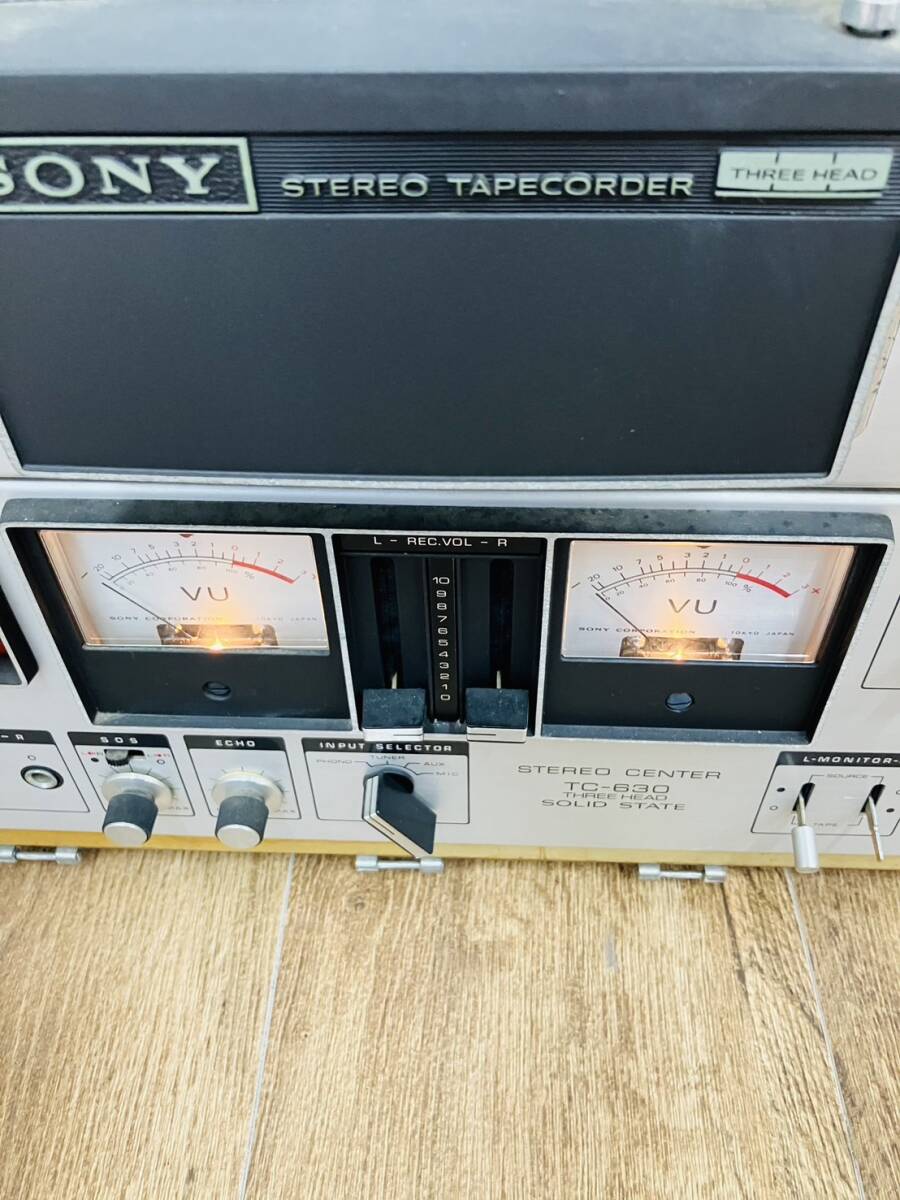 【A19】通電確認済 SONY TC-630 オープンリールデッキ スピーカー搭載 動作未確認 ソニー STEREO TAPECORDER_画像6