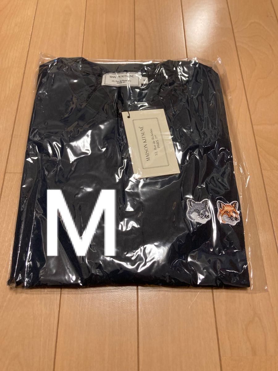 ⑥ M メゾンキツネ　ダブルフォックス　半袖Tシャツ　ネイビー