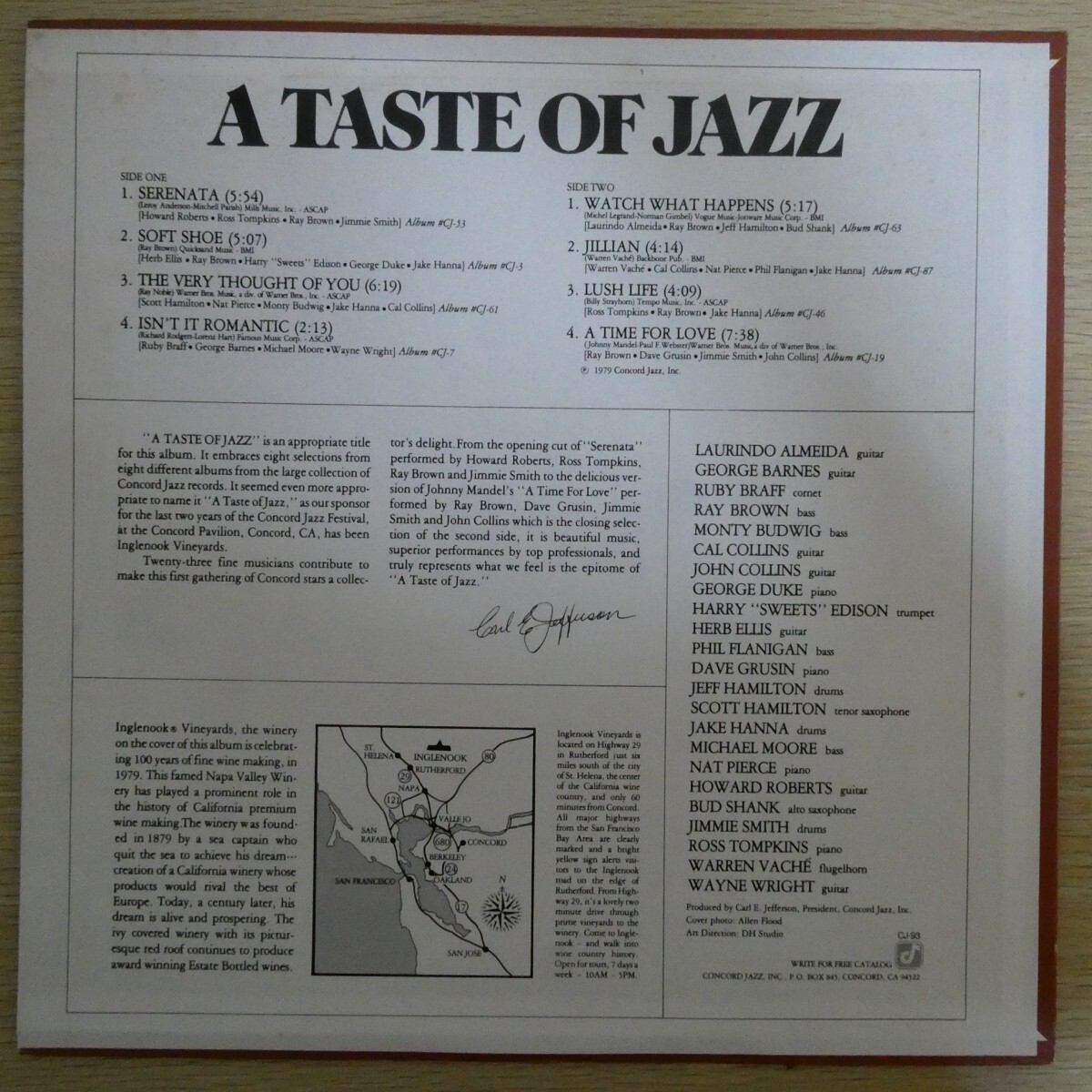 LP6407☆US/Concord Jazz「A Taste Of Jazz / CJ-93」の画像2
