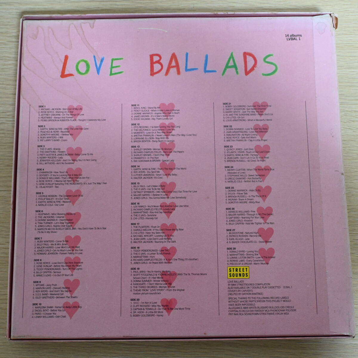 BOX105☆LP/14枚組/UK/Street Sounds「Love Ballads」Michael Jackson,Earth, Wind & Fire,Aretha Franklin,Roy Ayers,Bill Withersの画像2
