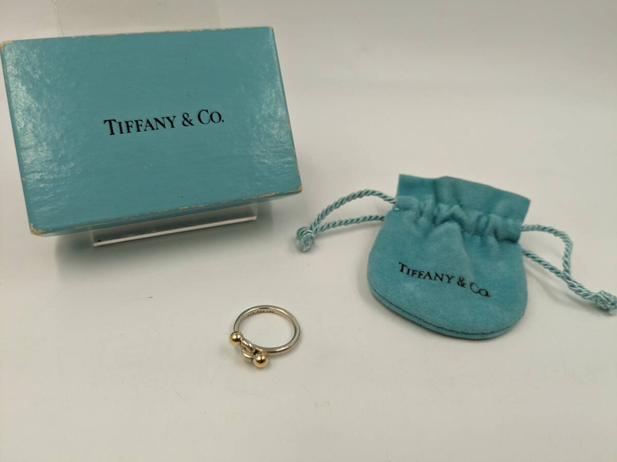 1円～【約 9号】★Tiffany&Co. ティファニー リング ラブ&ノット クロス SV925★シルバー レディース 約 2.4ｇ 保存袋 箱付き_画像1