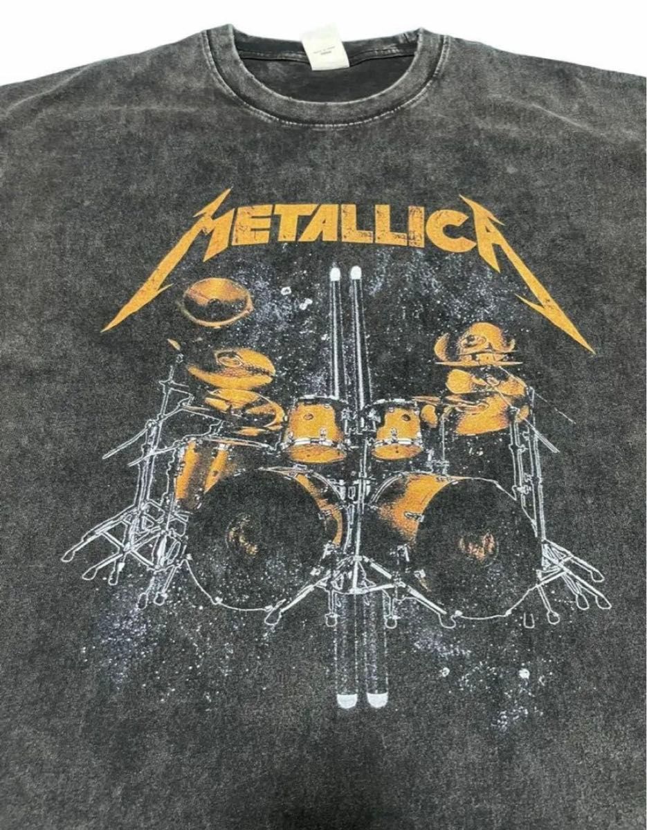 メタリカ　METALLICA　ドラム　ロック　バンド　Tシャツ　ブラック　XL