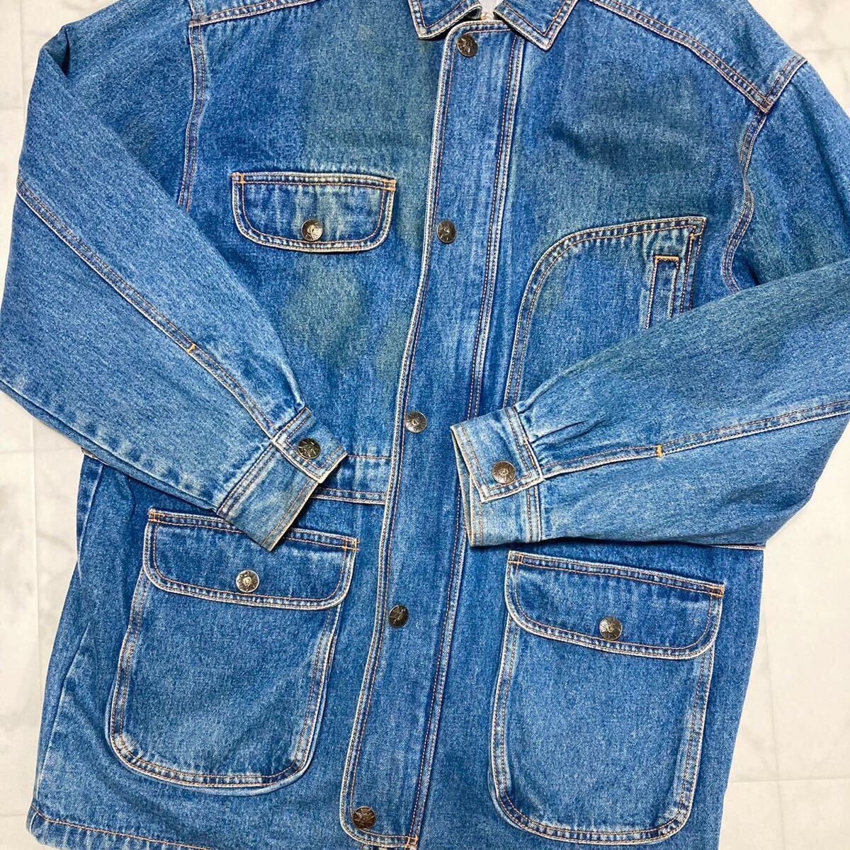 1 jpy ~ ultra rare Vintage Yves Saint-Laurent Yves Saint Laurent Denim jacket blouson silver button total pattern XL corresponding large size 