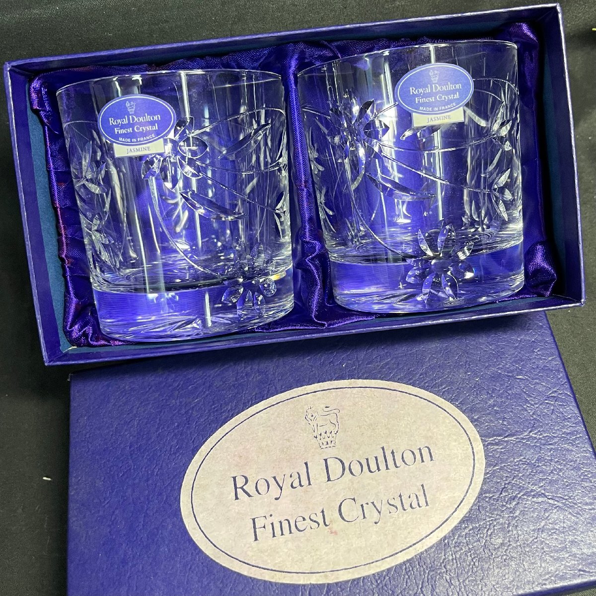 NNN331 * unused goods *Royal Doulton* jasmine * Old fashion *HOYA* crystal glass * pair * glass bowl [1 jpy start!!]