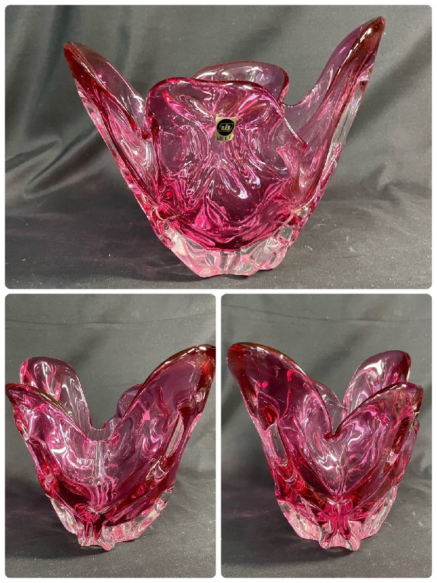 MIK282　花器◆花瓶◆ART GLAS◆クラタ クラフト ガラス◆murano【1円スタート！！】コレクション フラワーベース_画像2