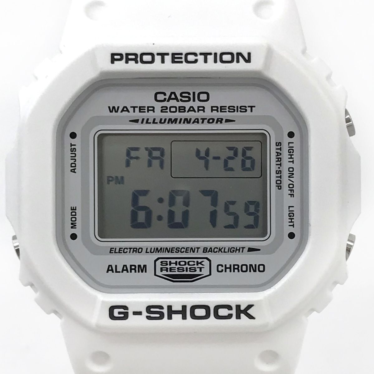 新品 CASIO カシオ G-SHOCK ジーショック 腕時計 DW-5600MW-7 クオーツ ホワイト デジタル カジュアル カレンダー 樹脂ベルト 動作OK 箱付_画像1