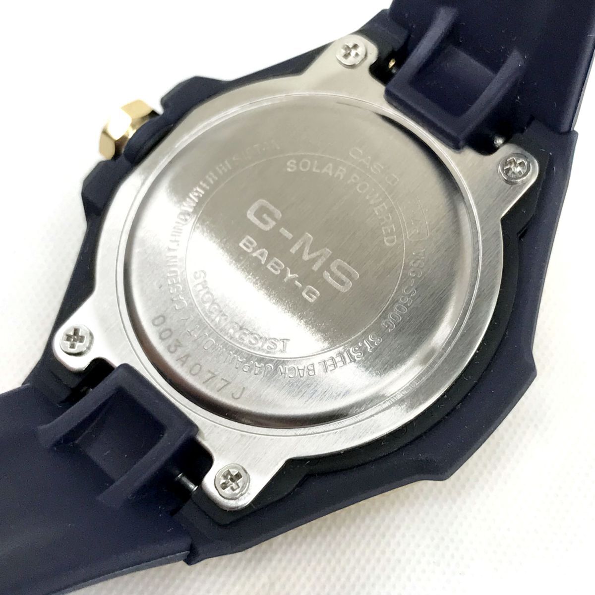 新品 CASIO カシオ G-MS ジーミズ 腕時計 MSG-S500G-2AJF ソーラー ラウンド ネイビー ゴールド カレンダー シンプル 箱付き 動作確認済みの画像6