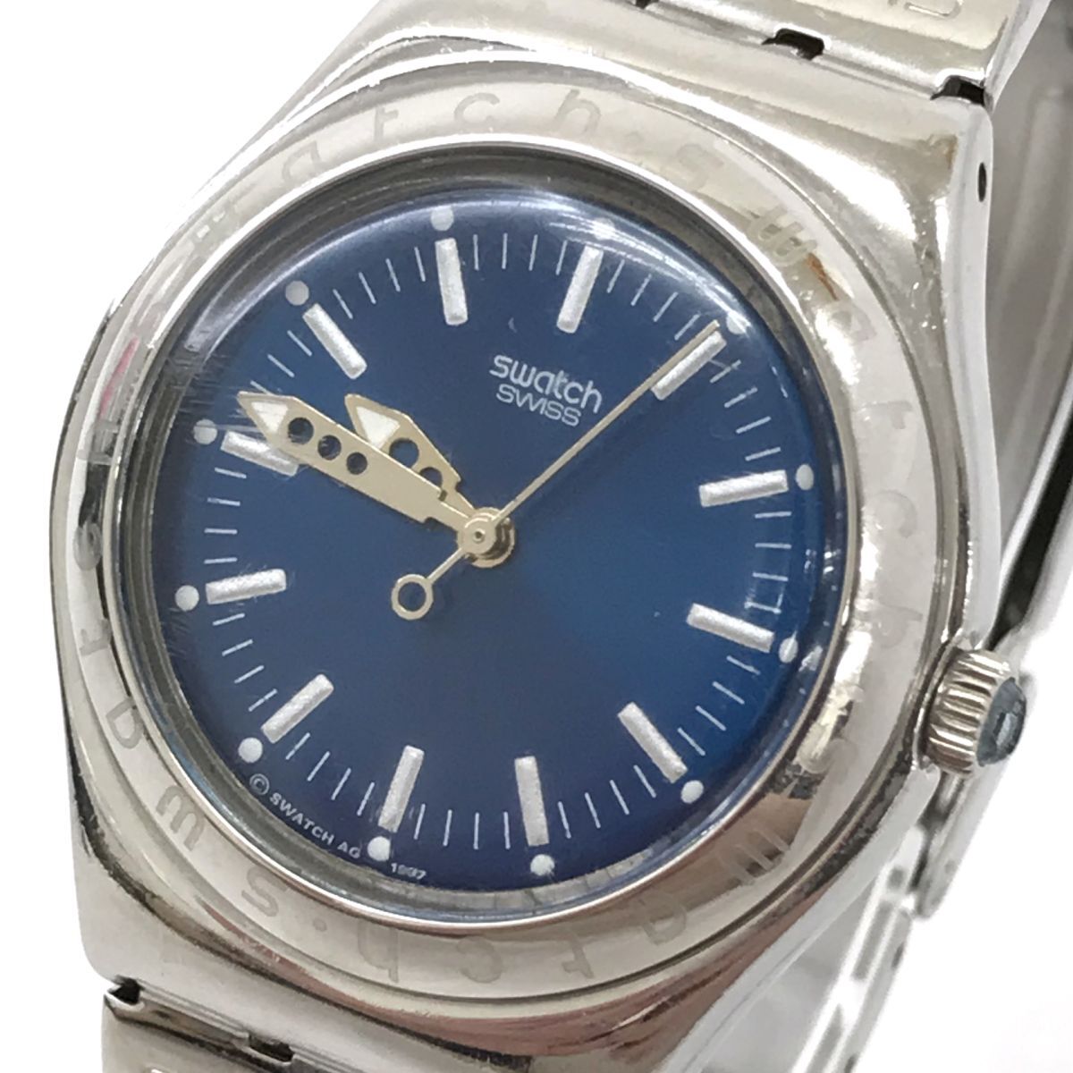 Swatch スウォッチ IRONY アイロニー 腕時計 クオーツ コレクション ブルー シルバー おしゃれ シンプル 軽量 軽い 電池交換済 動作確認済の画像1