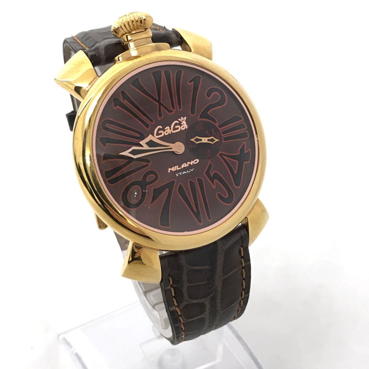 GaGaMILANO ガガミラノ MANUALE 46 マヌアーレ 腕時計 クオーツ アナログ ラウンド ゴールド コレクション おしゃれ レザー 動作確認済の画像3