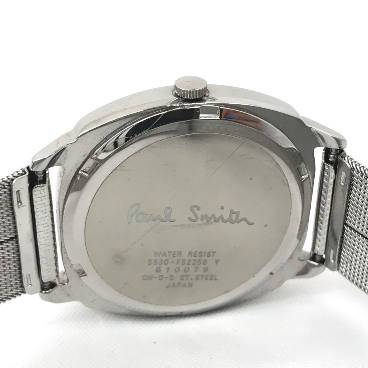 超美品 Paul Smith ポールスミス 腕時計 5530-F52258 クオーツ アナログ クッション グリーン シルバー シンプル 電池交換済 動作確認済の画像5