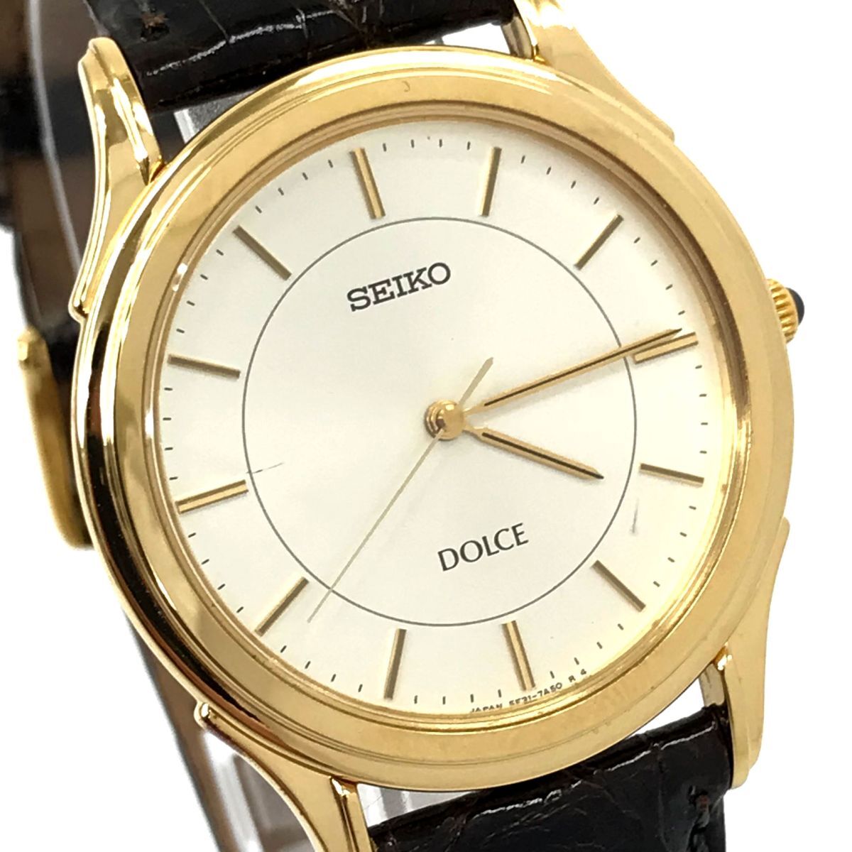 超美品 SEIKO セイコー DOLCE ドルチェ 腕時計 5E31-7A40 クオーツ アナログ ラウンド ゴールド コレクション 電池交換済 動作確認済みの画像1