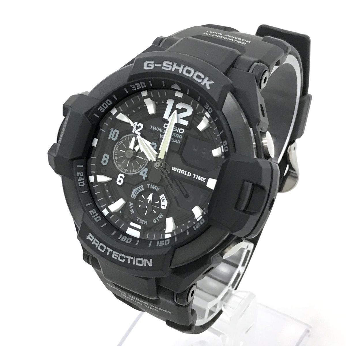 新品 CASIO カシオ G-SHOCK ジーショック 腕時計 GA-1100-1 クオーツ アナデジ ブラック SKY COCKPIT スカイコックピット 動作OK 箱付きの画像2