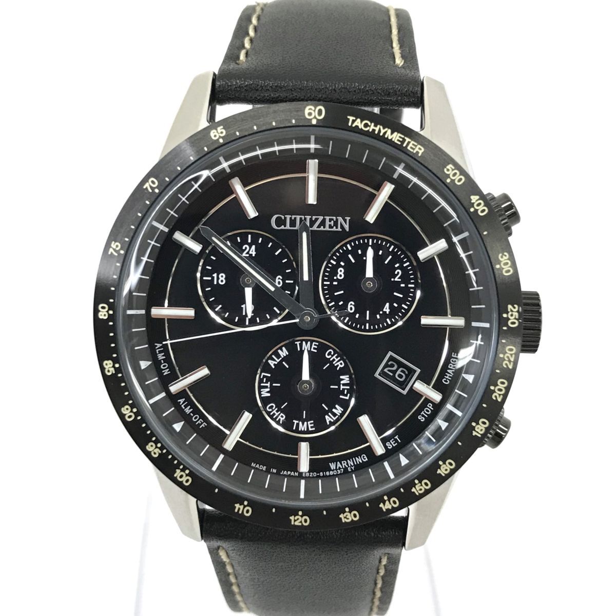 新品 CITIZEN COLLECTION シチズン コレクション Eco-Drive エコドライブ 腕時計 BL5496-11E ソーラー クロノグラフ ブラック 箱付 動作OKの画像2