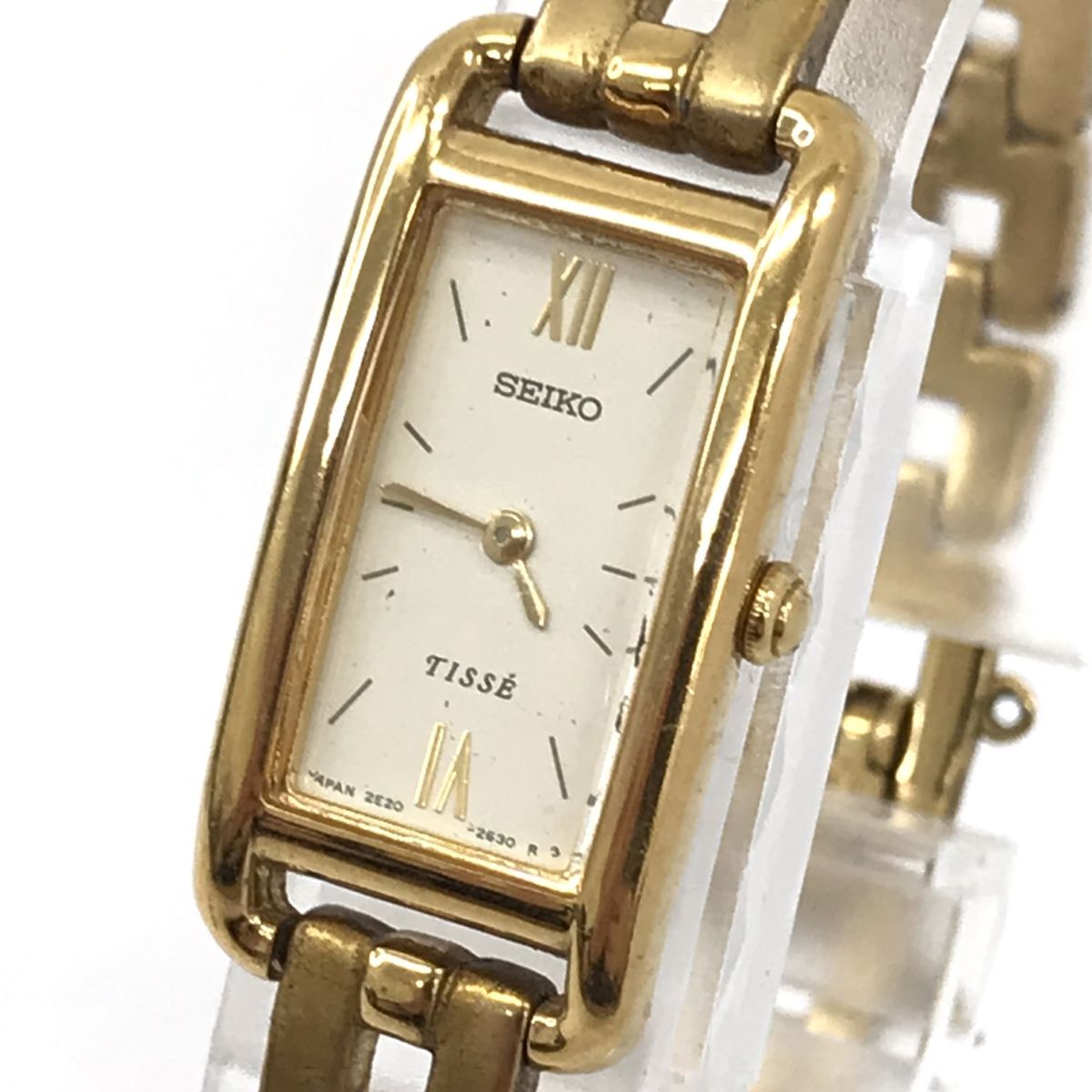 SEIKO セイコー TISSE ティセ 腕時計 2E20-7120 クオーツ ヴィンテージ スクエア 長方形 ゴールド コレクション 電池交換済 動作確認済の画像1