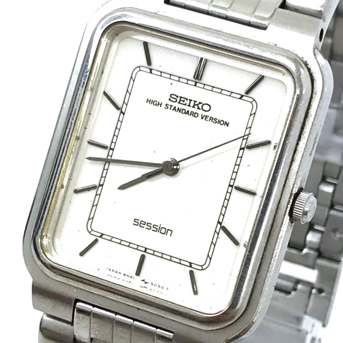 SEIKO セイコー SESSION 腕時計 8N41-5050 クオーツ アナログ スクエア レクタンギュラー シルバー ヴィンテージ 亀戸精工舎 1979年製_画像1