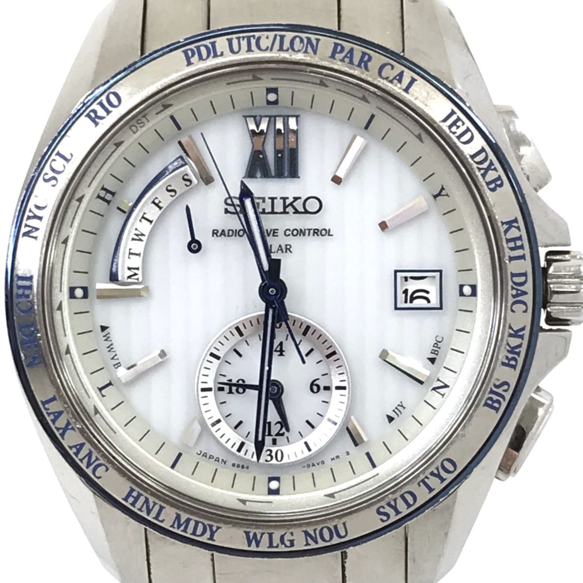 SEIKO Seiko BRIGHTZ Brightz wristwatch SAGA143 8B54-0AW0 solar radio wave hole ro ground white silver 10 atmospheric pressure waterproof stylish 