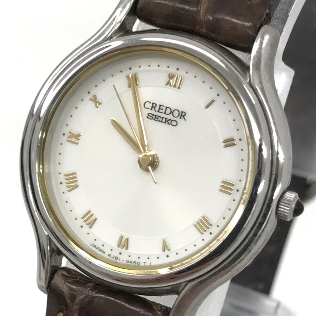 超美品 SEIKO セイコー CREDOR クレドール 腕時計 4J81-0A40 クオーツ ブラウン シンプル おしゃれ コレクション 電池交換済 動作確認済_画像1