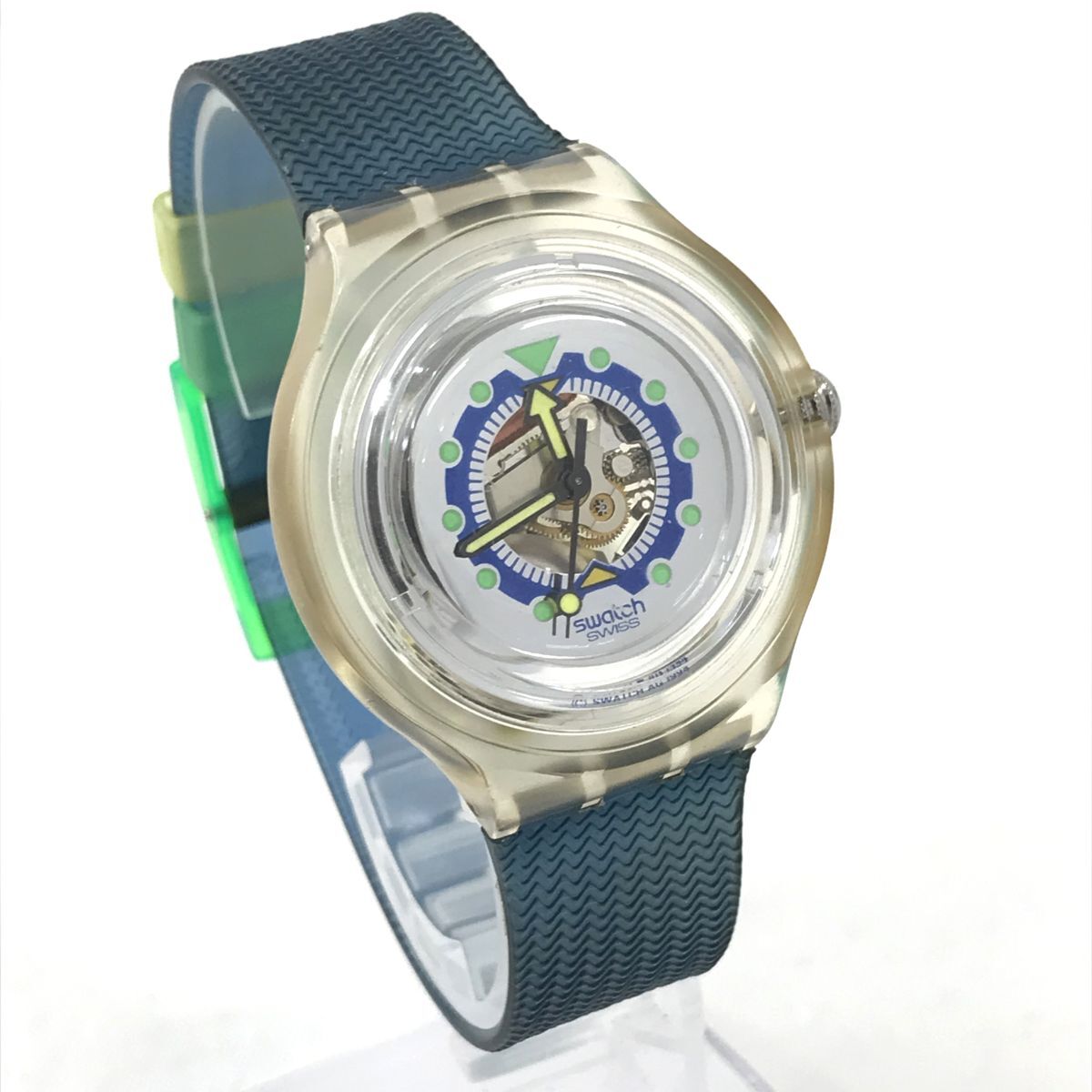 Swatch スウォッチ 腕時計 クオーツ コレクション コレクター おしゃれ カジュアル 格好良い スケルトン ブルー グリーン クリア_画像3