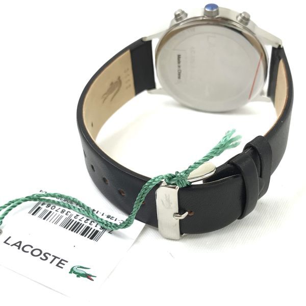 新品 LACOSTE ラコステ 腕時計 2011064 クオーツ アナログ ラウンド ブラック レザー カレンダー コレクション 箱付き 動作確認済み ._画像5