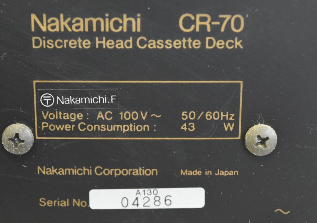 K●【ジャンク】Nakamichi CR-70 カセットデッキ ナカミチの画像7