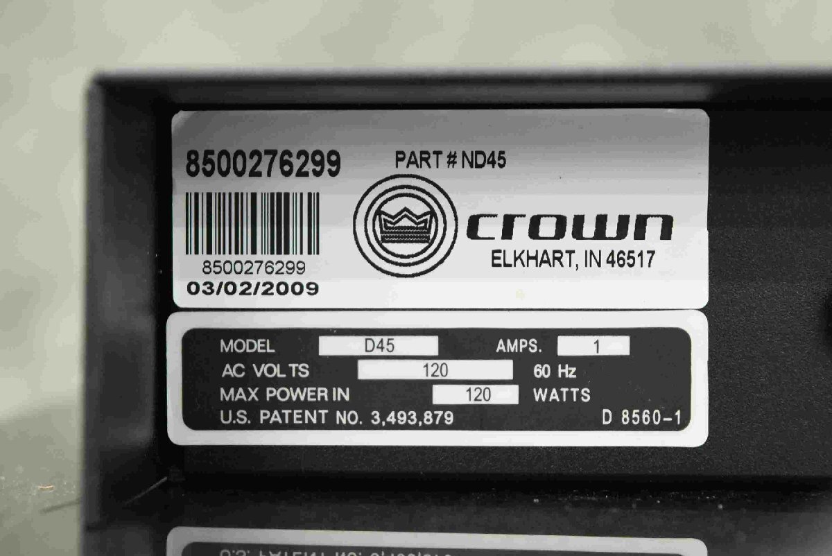 F*CROWN Crown power amplifier D45 * used *