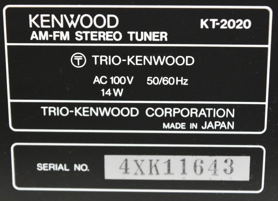 K●【現状品】KENWOOD KT-2020 AM/FMチューナー ケンウッドの画像8
