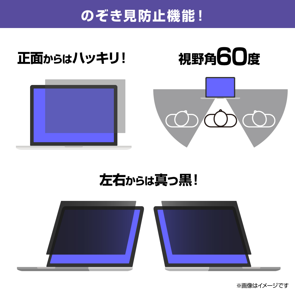 20.7インチ(16:9) 汎用サイズ OverLay Secret プライバシーフィルター のぞき見防止 ツメ固定タイプ 保護フィルム(458x258mm)_画像3