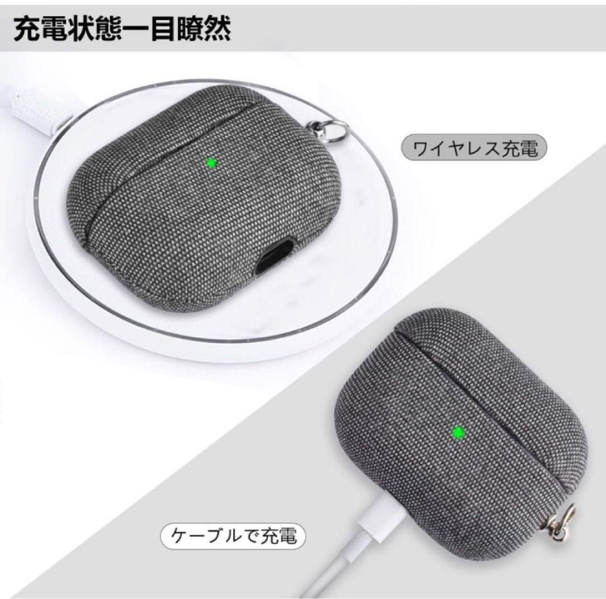 Airpods Pro 2キャンバス収納ケース 分離式 おしゃれ カラビナ付き