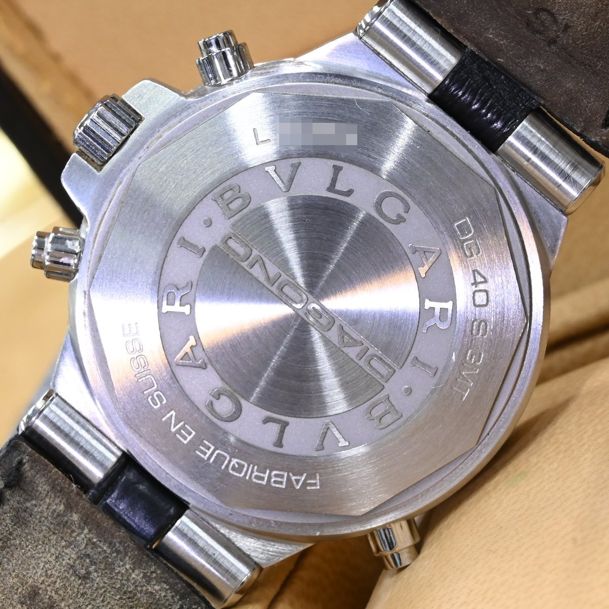 本物 超美品 ブルガリ DG40C14SSDGMT ディアゴノ40 GMT メンズウォッチ 男性用自動巻腕時計 純正ベルト Dバックル 保存箱 冊子付 BVLGARIの画像6