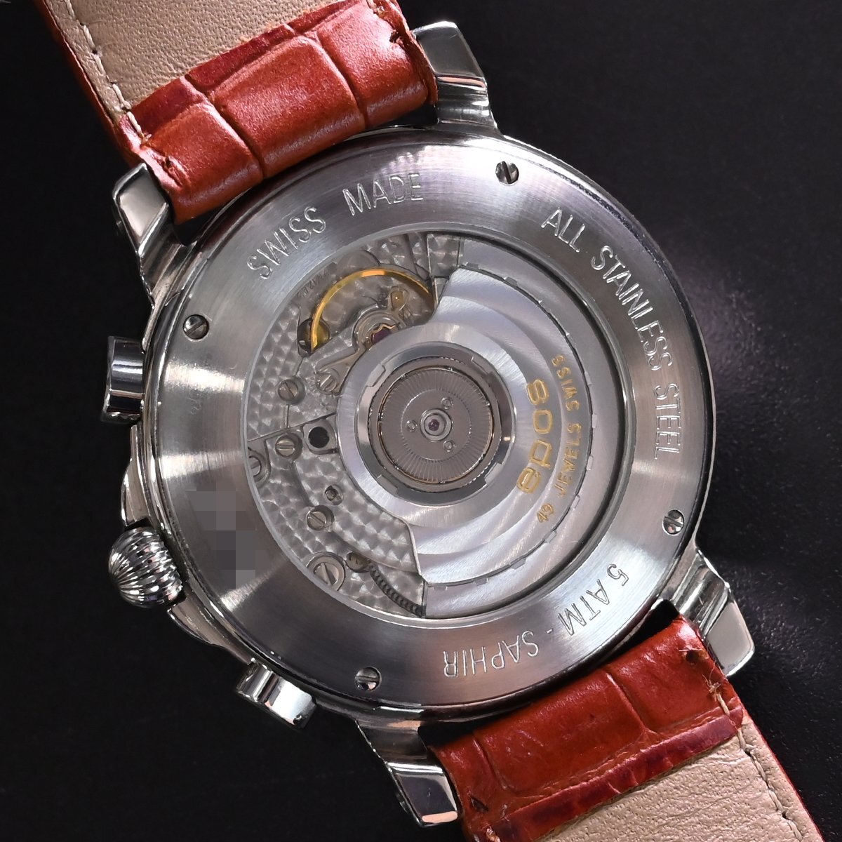 本物 極上品 エポス 極希少 グランギシェ オートマチック クロノグラフ メンズウォッチ 男性用自動巻腕時計 保存箱 保証書付 EPOSの画像7