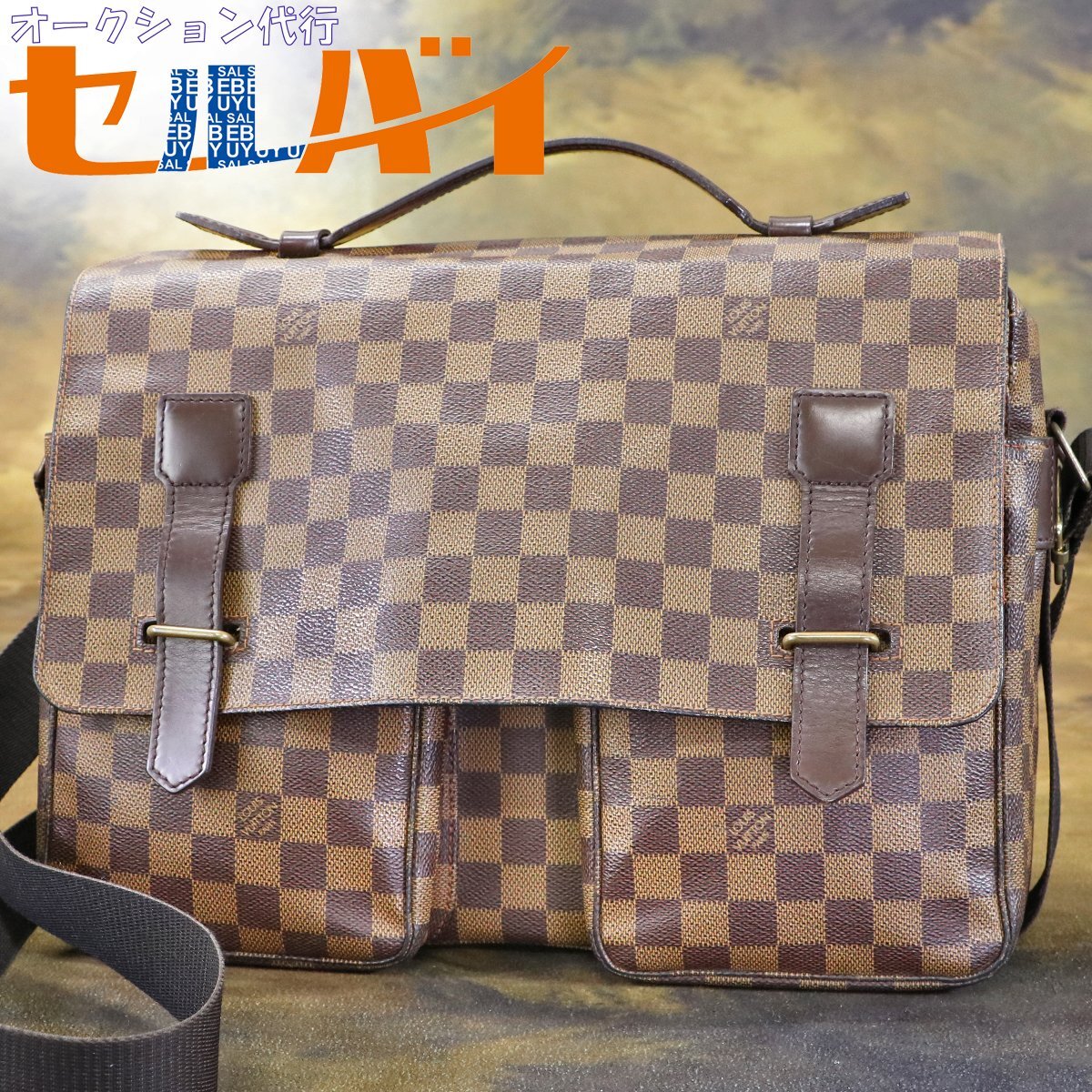 本物 ルイヴィトン ダミエライン ブロードウェイ 2WAYメンズビジネスバッグ 斜め掛けショルダーバッグ LOUIS VUITTON_画像1