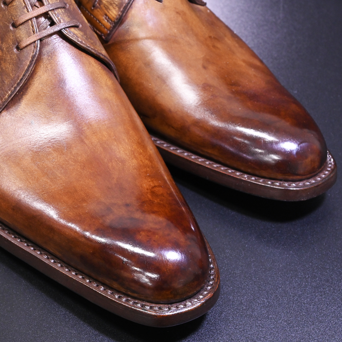 本物 新品 ゼルネジルドゼニア 限定品 蕓術(shù)的アンティークパティーヌ グッドイヤー制法 DERBY レザーシューズ メンズ8 紳士革靴 ZEGNA