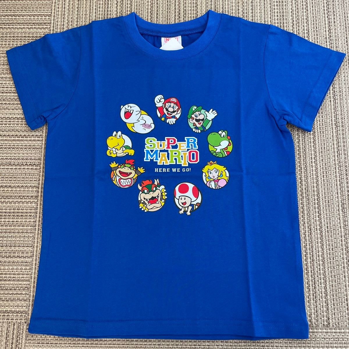 新入荷 新品子供マリオTシャツ1枚150cm スーパーマリオ半袖Tシャツ 青