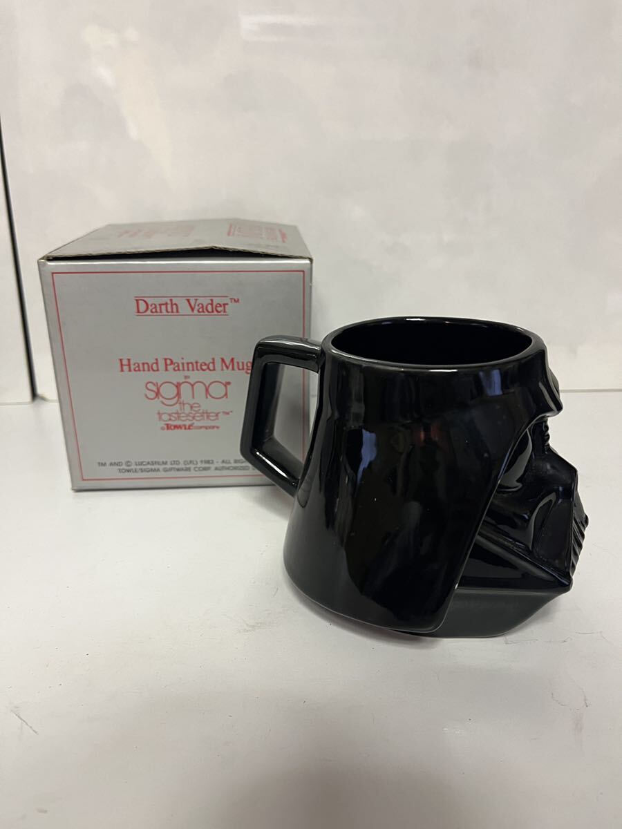 1983 Sigma Star Wars ROTJ Darth Vader Hand Painted Mug w/ Box マグ　箱付　スターウォーズ　当時物　ダースベイダー_画像2