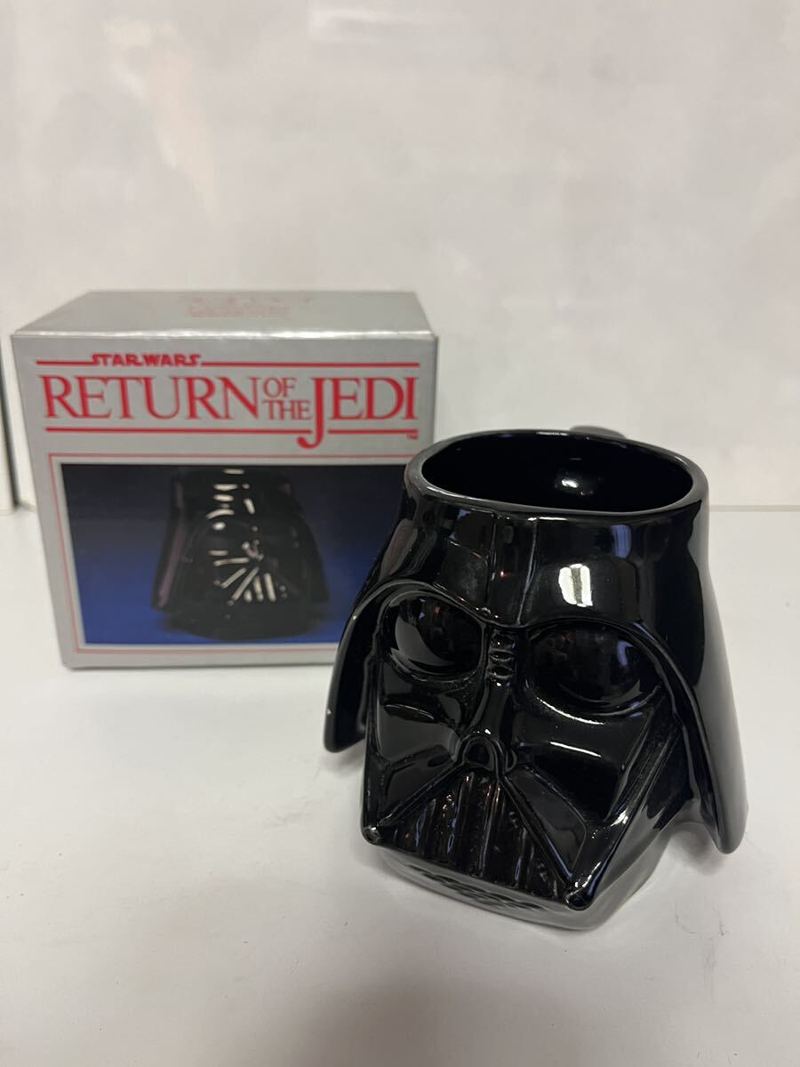 1983 Sigma Star Wars ROTJ Darth Vader Hand Painted Mug w/ Box マグ　箱付　スターウォーズ　当時物　ダースベイダー_画像1