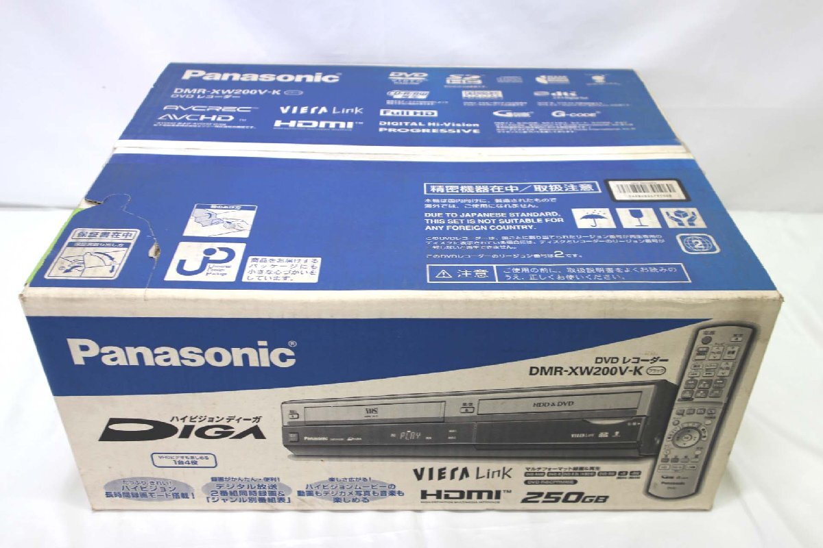 ＜ジャンク品＞パナソニック DVDレコーダー DIGA VHSビデオ一体型 250GB 2チューナー DMR-XW200V（11624051107214SM）_※キズ・汚れ多数あり