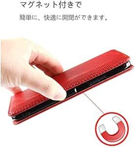 Oneplus 8 pro ケース レッド【BIZBIN】高級PU レザー カバー カードポケット スマホケース 手帳型 シンプル_画像4