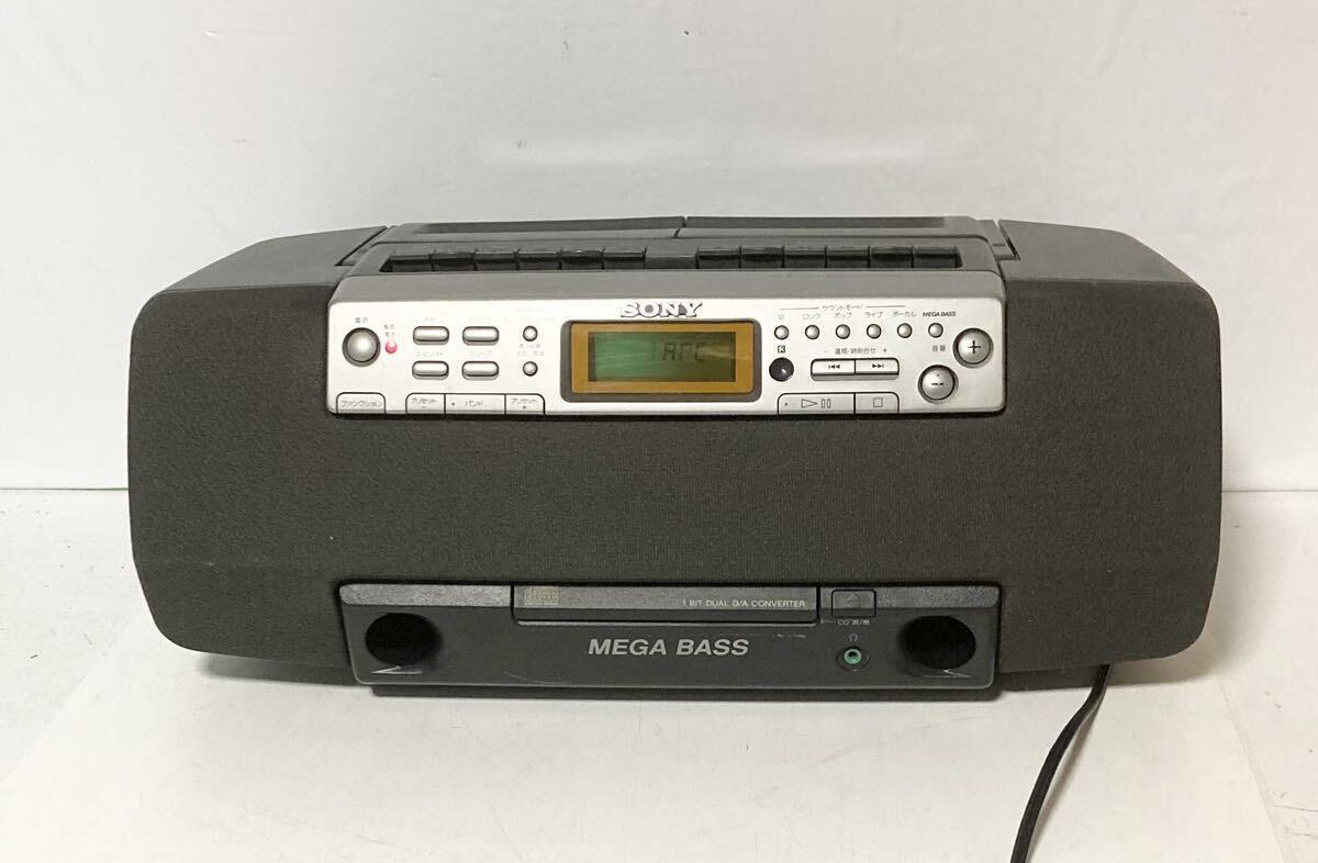 SONY ソニー レトロ家電 FM/AM CDラジオカセットコーダー CFD-W57 CD RADIO カセット MEGA BASS メガバス リモなし_画像1