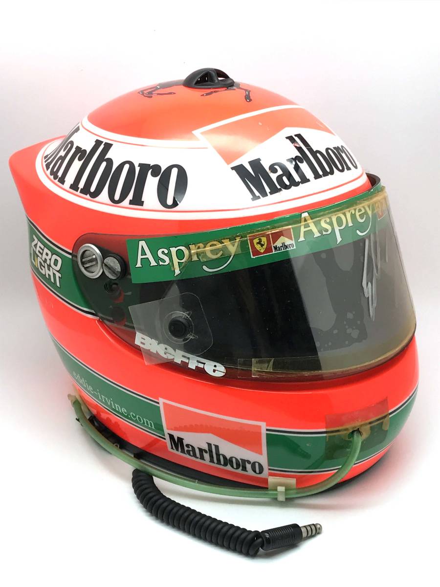 実使用/コード&プラグ、ドリンクチューブ付/サイン入り/1998年/エディー アーバイン/Eddie Irvine/BIEFFE/ヘルメット/フェラーリ/Ferrariの画像1