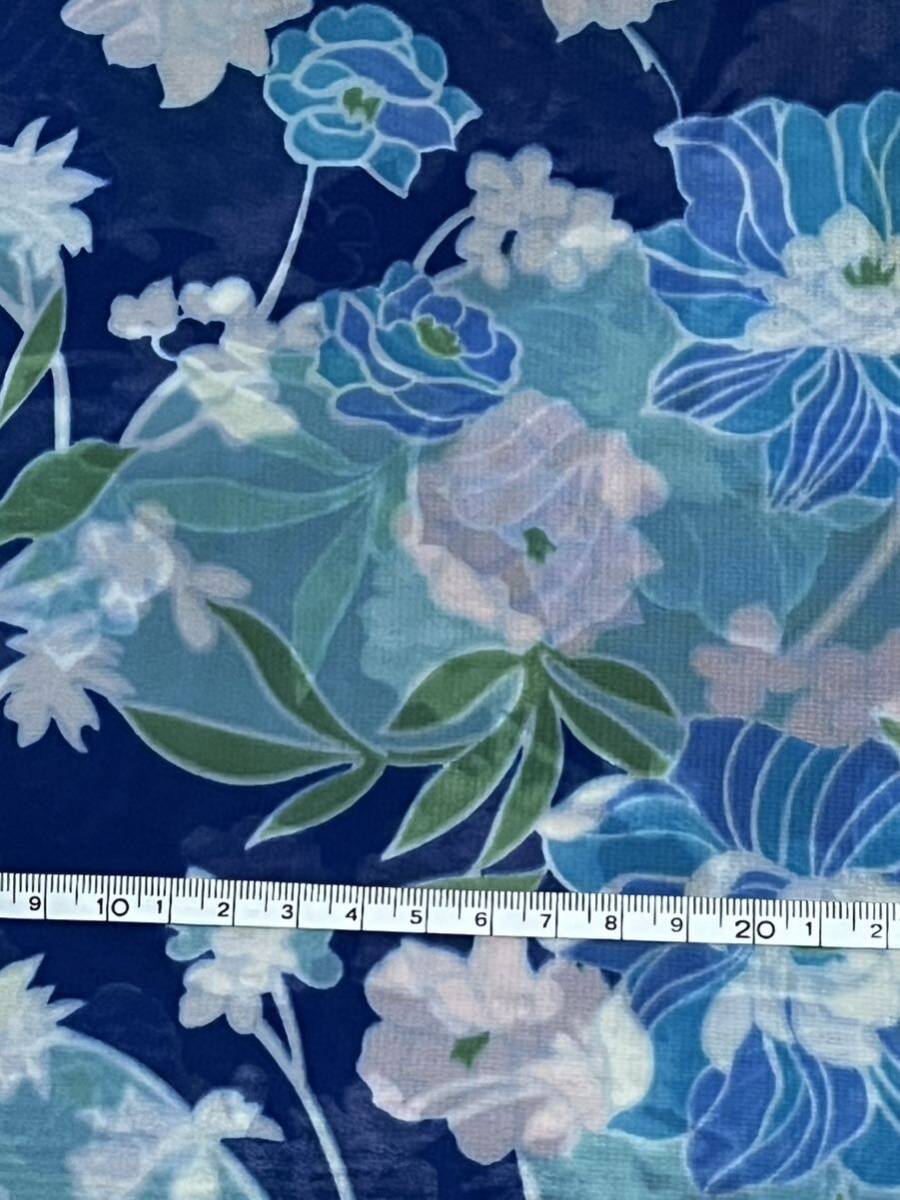 110×2m поли шифон ткань цветочный принт синий бледно-голубой незначительный розовый 