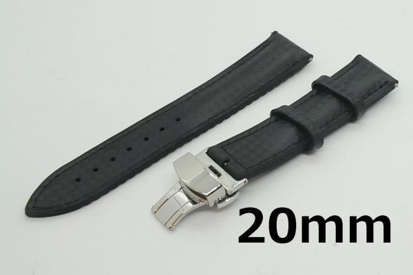 腕時計 ラバーベルト 黒 20mm Dバックル シルバー_画像1